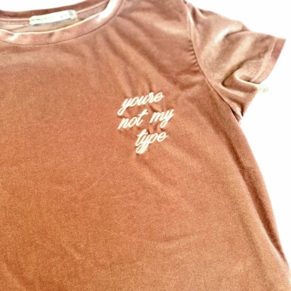 Rose Beige Velvet Dressy Sassy Graphic Short Tee - Picture 2 of 3